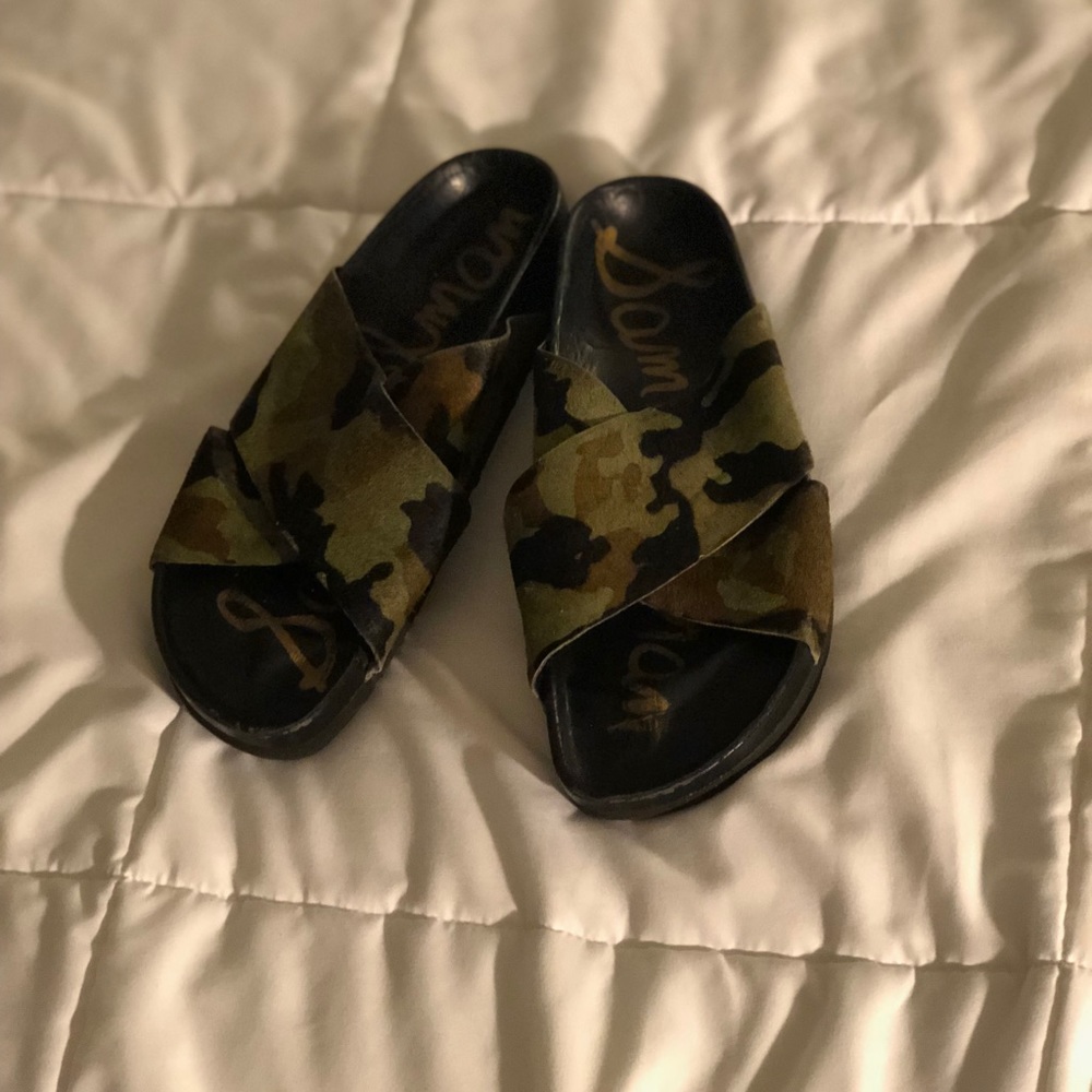 Used Sam Edelman slide on Camo shoes.